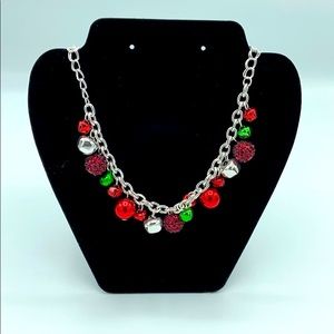 Christmas frosted raspberry snowflake necklace 20”